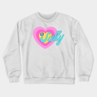 Sally in Colorful Heart Illustration with Evil Eye Crewneck Sweatshirt